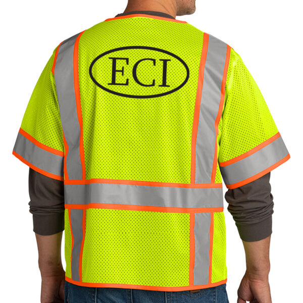 CornerStone® ANSI 107 Class 3 Surveyor Mesh Zippered Two-Tone Short Sleeve Vest - Printed Logo Thumbnail
