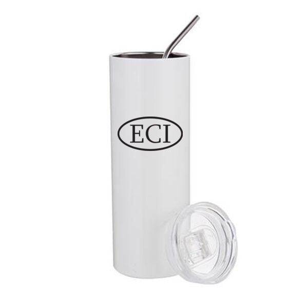 20 Oz. Stainless Steel Tumbler w/Straw & Lid - Sublimated Logo Thumbnail