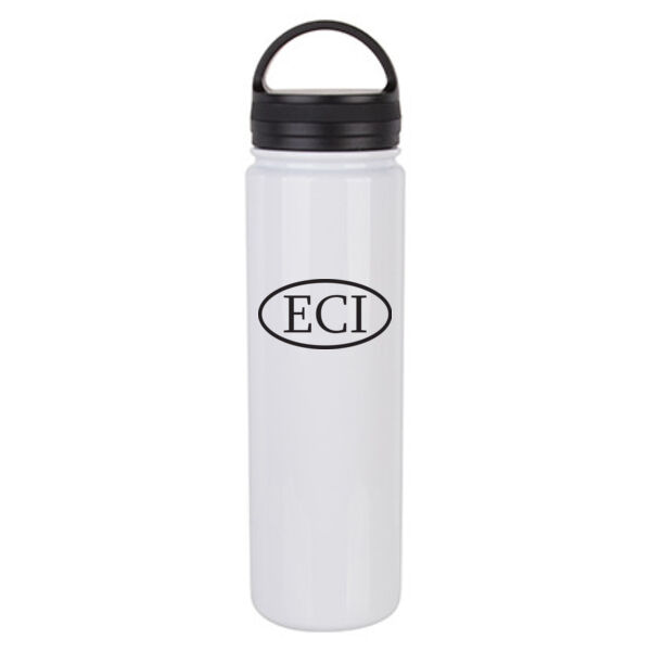 23oz. Stainless Steel Flask Bottle w/ Portable Lid - Sublimated Logo Thumbnail