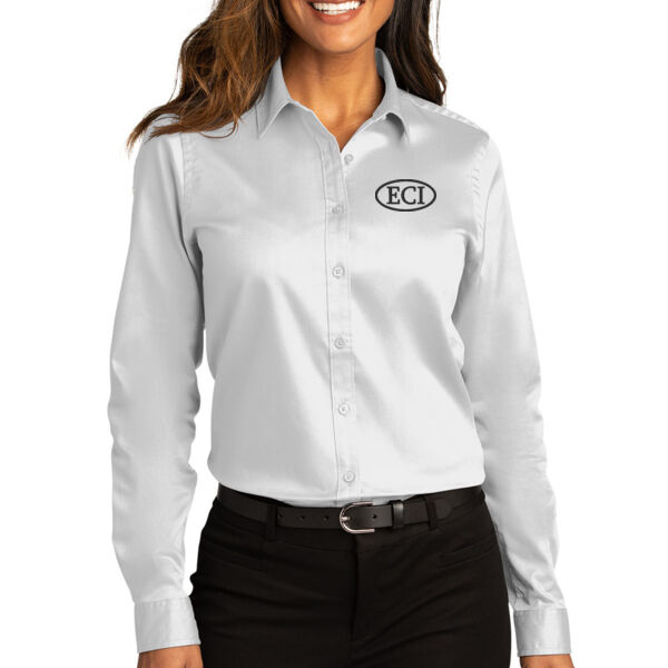 Port Authority® Women's Long Sleeve SuperPro React ™ - Embroidered Logo Thumbnail