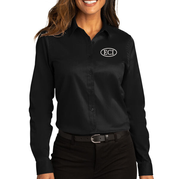 Port Authority® Women's Long Sleeve SuperPro React ™ - Embroidered Logo Thumbnail