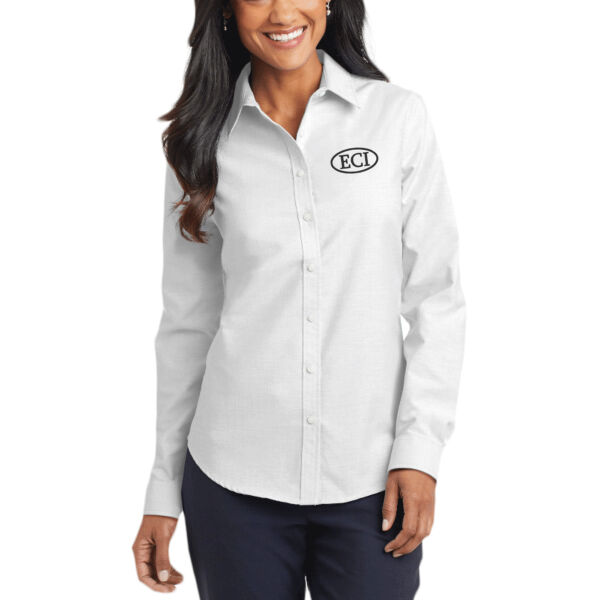 Port Authority® Women's SuperPro™ Oxford Shirt - Embroidered Logo Thumbnail