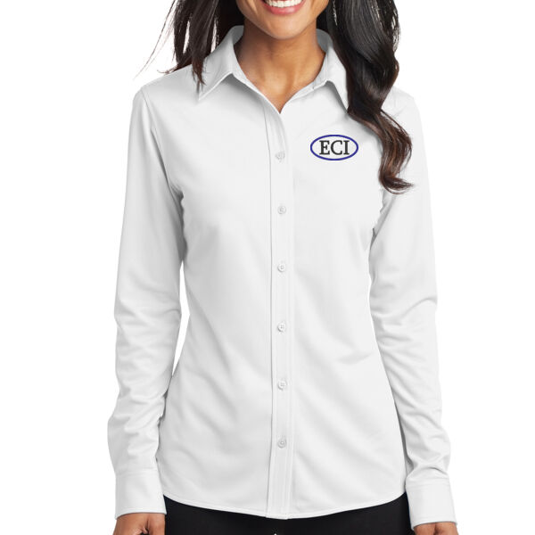 Port Authority® Women's Dimension Knit Dress Shirt - Embroidered Logo Thumbnail