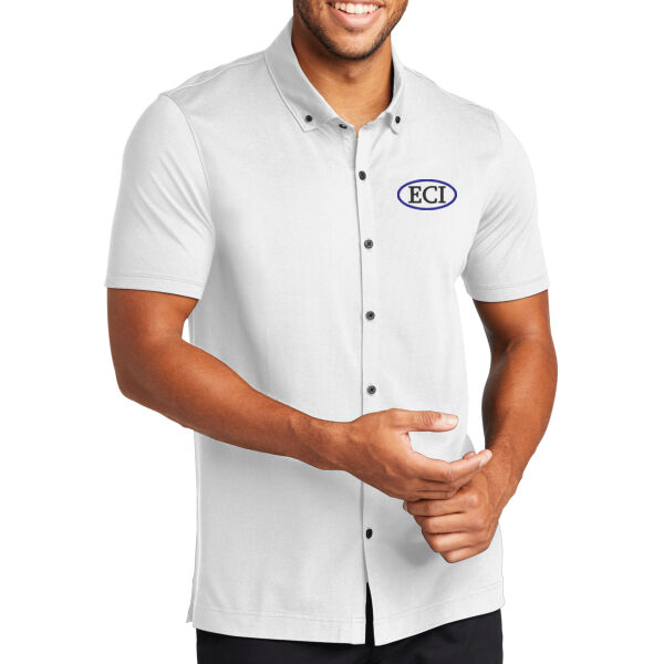 Mercer+Mettle® Stretch Pique Full-Button Polo - Embroidered Logo Thumbnail
