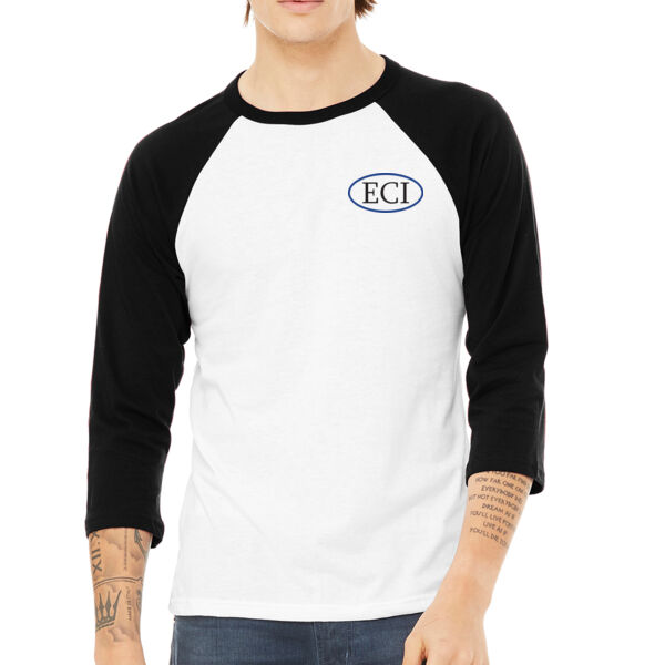 BELLA+CANVAS ® Unisex 3/4-Sleeve Baseball Tee - Printed Logo Thumbnail