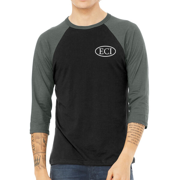 BELLA+CANVAS ® Unisex 3/4-Sleeve Baseball Tee - Printed Logo Thumbnail
