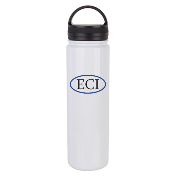 23 oz. Stainless Steel Flask Bottle w/ Portable Lid - Sublimated Logo Thumbnail