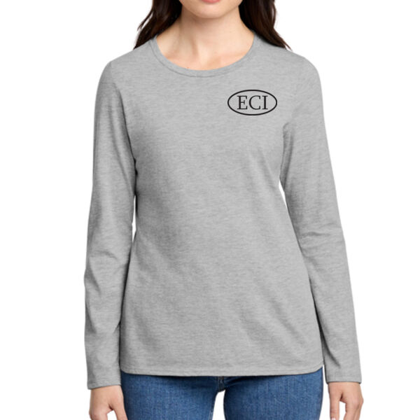 District Women's Perfect Blend CVC Long Sleeve Tee - Printed Logo Thumbnail