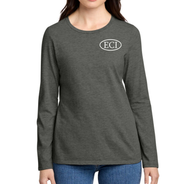 District Women's Perfect Blend CVC Long Sleeve Tee - Printed Logo Thumbnail